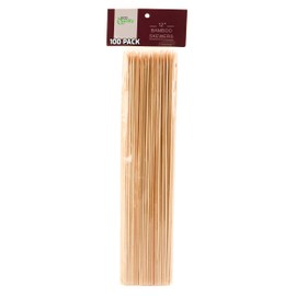 EcoQuality 100 Pack 12 Inch Bamboo Skewers - Kabob Skewers for Grilling, BBQ, BBQ Sticks, Wooden Kebab Skewers, Grilling Accessories, Cocktail, Chocolate Fountain, Marshmallow, Crafting and Parties