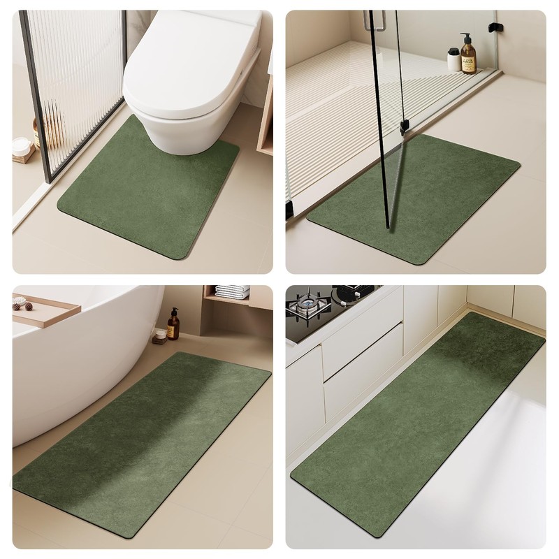 Thin Bath Mat, Bathroom Rugs Non Slip Washable, 24x36 Sage