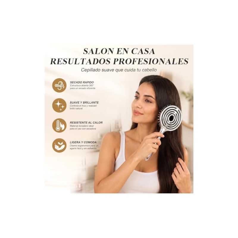 Cepillo para Cabello con Cerdas de Jabalí y Nylon, Cepillo
