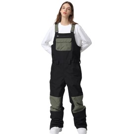 SEARIPE Women Snow Bibs Waterproof Ski Pants Men's Water-Resistant Insulated Snow Bib Overalls Snowboarding Pant(K05Black,S)
