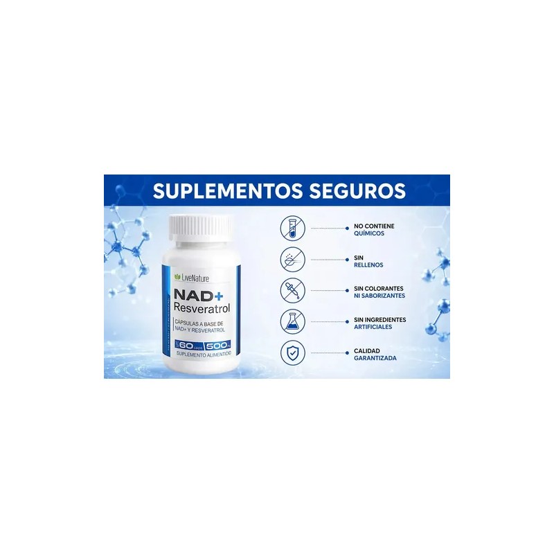 NAD Resveratrol 120 Cápsulas NAD Resveratrol Supplement, Cellular Energy, 120