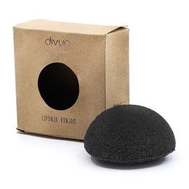 DIVYA | Esponja Konjac Facial, Limpieza Profunda y Suavidad Natural, con Carbon Natural, Reutilizable y Biodegradable