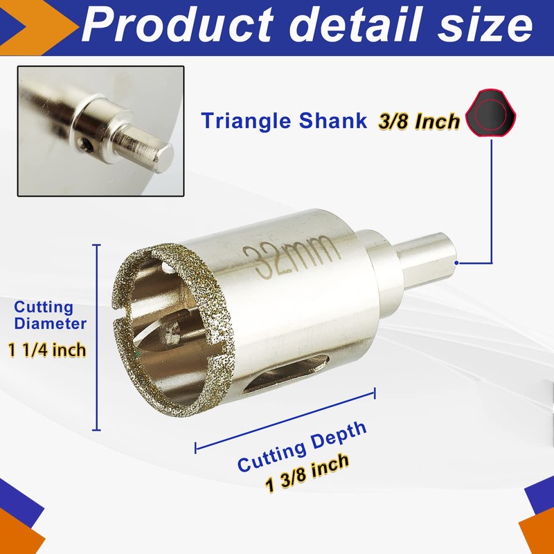 1 1/4 Inch (32mm) Diamond Hole Saw with Center Pilot