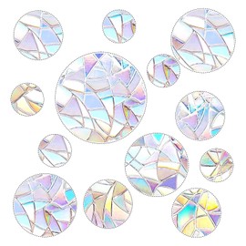 Pack of 52 Prism Window Decals Anti-Collision Stickers Bird Protection Rainbow Window Film Circular Suncatcher Sticker Decoration for Stops Birds Door Window Dining Room Bedroom