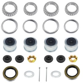 Shliyitx 2 Sets 3500 LB Boat Trailer Axle Bearing Kits, L68149 L44649 Bearing Kits, 171255TB Grease Seals, Spindle Nuts, 1.98" Trailer Dust Caps and Rubber Plugs, Cotter Pins, Washers for #84 Spindle
