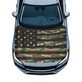 Darisoco Camo American Flag Car Hood Cover Polyester Elastic Fabrics Can be Washed Suitable for SUV Trucks Universal for Cars