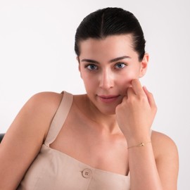 MIONZA 14K Gold Plated Sideways Cross Bracelet for Women – Dainty Adjustable Christian Jewelry with CZ – Religious Gift for Her, Baptism, Gift for Her