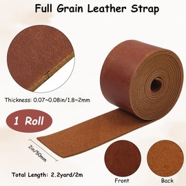 GORGECRAFT 5cm Wide Crazy Horse Top Grain Leather Strap AB Grade 72 Inch long Genuine Leather Strips 1.8mm Thick Saddle Brown Leather Cord Real Leather Flat String Tooling for Crafts
