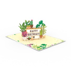 Lovepop® Happy Birthday Potted Plants 3D Pop Up Card - Greeting Card with Pocket and Envelope, Handmade Pop Up Birthday Card with Plants, 3D Folding Card for Kids, Family or Friends