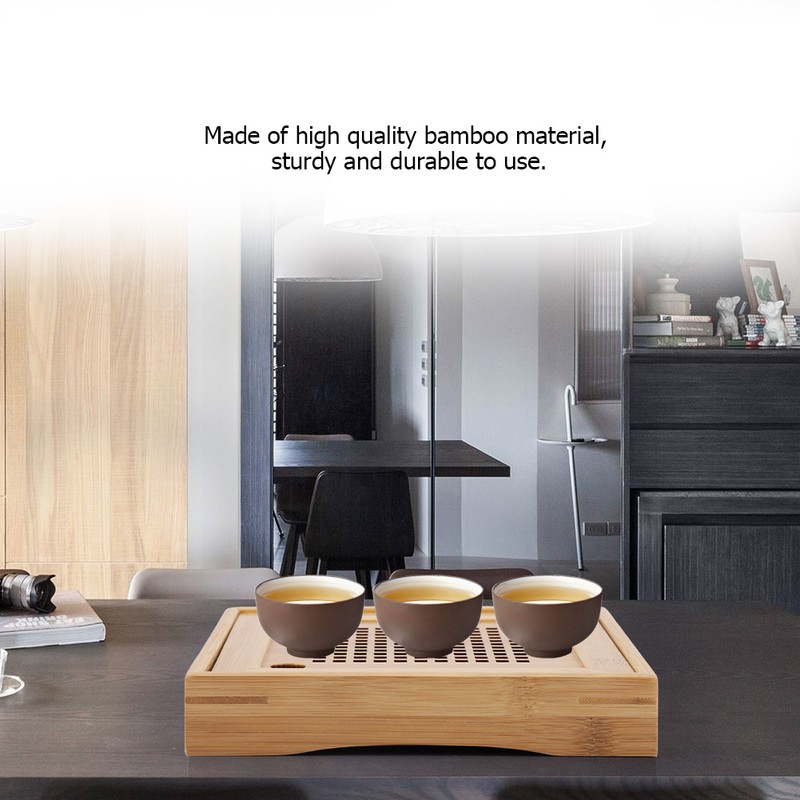 Mini Square Wooden Kongfu Tea Water Storage Serving Tray