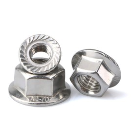 M4 Serrated Flange Nuts, 0.7 Pitch,Stainless Steel 18-8 (304), Bright Finish, 100 PCS