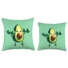 Avocado Working Out with Dumbbells Throw Pillow