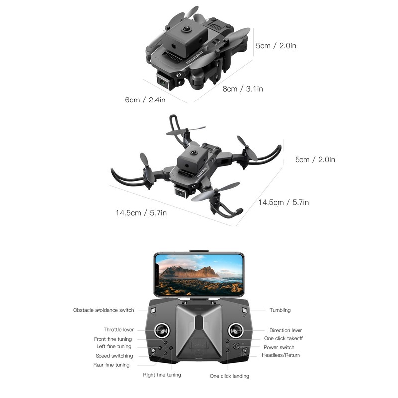 KY912 Mini Drone 4 Way Obstacle Avoidance Folding Quadcopter HD