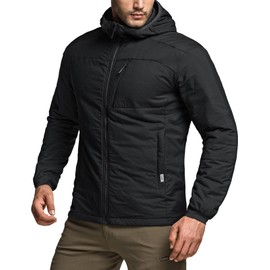CQR Men's Lightweight Insulated Jacket, Windproof Packable Water Resistant Warm Active Coat for Hiking Work Outdoor Tactical, Veil Black, Large
