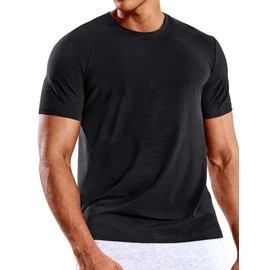 MIER Men's T Shirts Short Sleeve Dry Fit Soft Athletic Tshirt Moisture Wicking Active Casual Running Tee Tops, Crew Neck, Heather Black, L