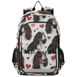 ALAZA Cute Cavalier King Charles Dog Heart Travel Laptop Backpack, 17 inch Large Laptops Backpack Business Computer Bag Casual Daypack