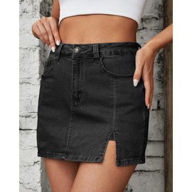 LookbookStore Jean Skorts Black Skort Skirts with Shorts Underneath High Waisted Shorts Women Skorts for Women Dressy Casual Skorts Skirts for Women with Pockets Size Large Size 12 14