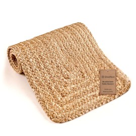 DineNest Handcrafted Braided Jute Table Runner 13x36 Inch - Handwoven Rustic Vintage Table Decor, Non-Slip Heat Resistant for Dining, Coffee, or Entryway Tables - Farmhouse 100% Jute Table Runner