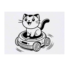Azeeda 'Roboterstaubsauger Katze' Temporäres Tattoo - Hautfreundlicher & Ungiftiger Abziehbild · Wasserfest (TO00083339)