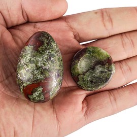 rockcloud - Figura Decorativa de Piedra Natural con Soporte, Piedra Pulida para decoración del hogar, Dragon Blood - Esfera de Huevo con Soporte, Verde, 1