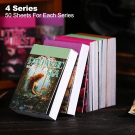 MiyouLuna 4Pcs Washi Sticker Books, Fantasy Stickers for Scrapbooking, DIY Crafts, Mini Journaling Supplies & Junk Journal Ephemera