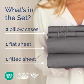 CGK Unlimited Queen Size 4 Piece Sheet Set - Comfy Breathable & Cooling Bed Sheets Set - Hotel Luxury Bedding for Women, Men, Kids & Teens - Deep Pockets, Easy-Fit, Super Soft & Wrinkle Free - Oeko-Tex - Dark Grey