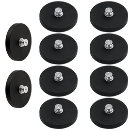 10Pcs Rubber Coated Anti-Scratch Mounting Magnets, 30LBS Neodymium Magnet Base with M5 Threaded Studs，Strong Magnets Hold The Base for Light Bar Mirror Camera Tool （1.69 Inch）