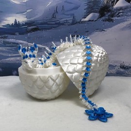 Generic Articulated Cherry Blossom Dragon with Dragon Egg, 12"" White and Blue Cherry Blossom Dragon, Home Decor Executive Desk Toys,Fidget Toys for Autism/ADHD D017-WB, Large