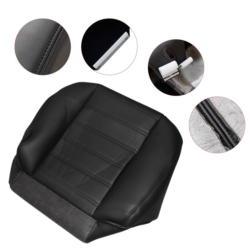 SecosAutoparts Driver & Passenger Bottom Leather Seat Cover Black Compatible