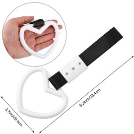 2 Pieces Rings Heart Shaped Car Handle Straps Drift Charm Rear Bumper Warning Ring Decor Subway Bus Broken Heart Handle for Car Interior (Black, White)