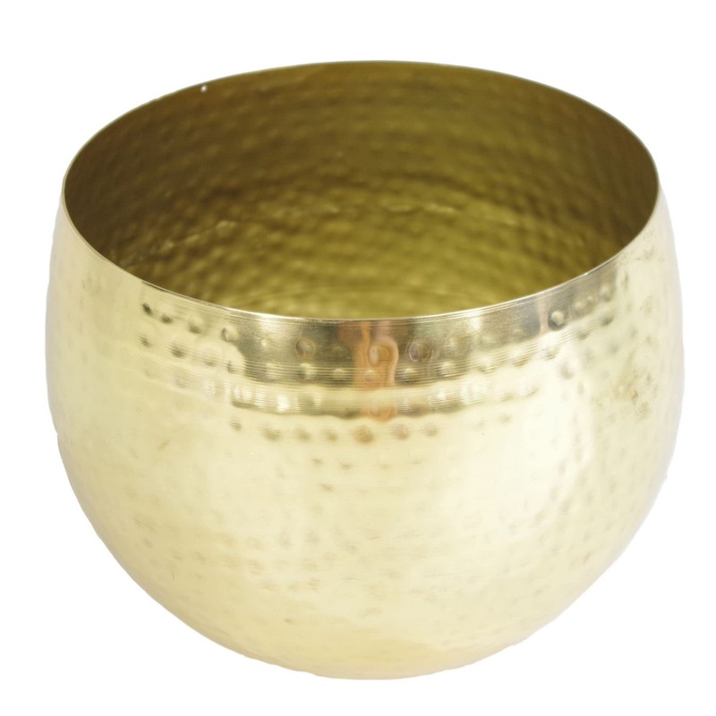 Leaf LEAF-7199 Large Metal Planter Hammered Brass Gold Colour-Straight Edge,