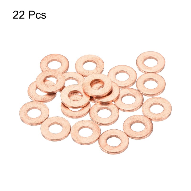 sourcing map 22 Pcs Flat Copper Washers, 4x8x1mm Copper Upgraded