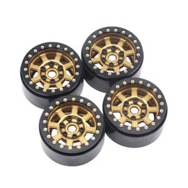 DJX 4PCS 1.9'' Aluminum Beadlock Wheel Rims for 1/10 Rc Crawler Axial Scx10 II D90 CC01 D110 (Bronze+Black)