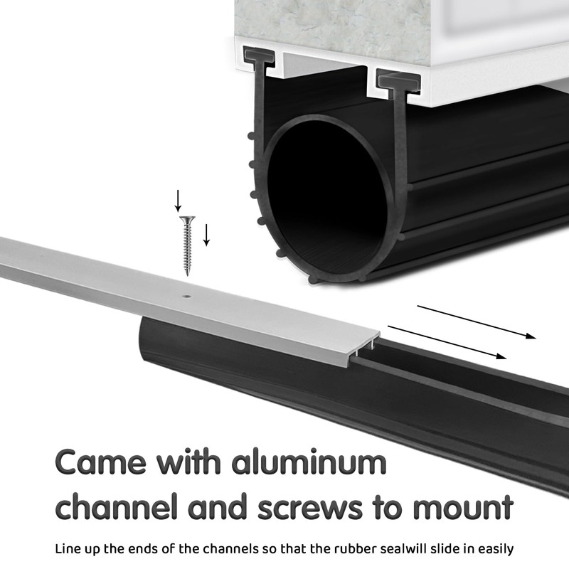 Garage Door Seals Bottom Rubber with Pre-drilled Aluminum Track Retainer