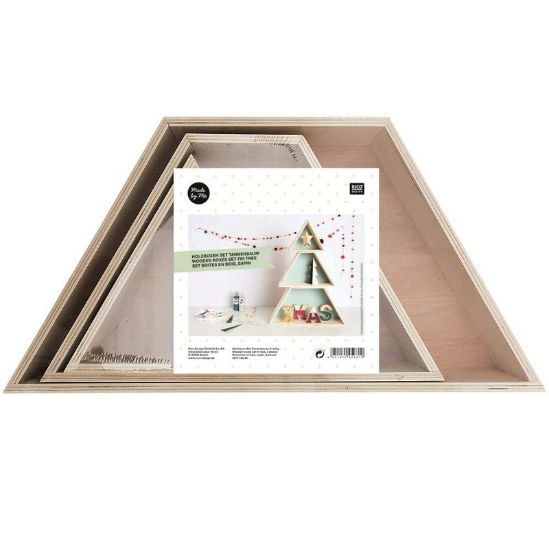Luck and Luck Wooden Boxes Fir Tree Set of 3