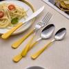 LKTDYMEG 20-Piece Yellow Silverware Set 18/0 Stainless Steel Silverware Set