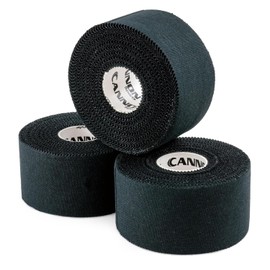 Cannon Sports Premium Athletic Tape - 1.5” x 45 Feet Per Roll - Easy Tear, No Sticky Residue, Very Strong, Hypoallergenic and Latex Free - Pack of 3 (Black)