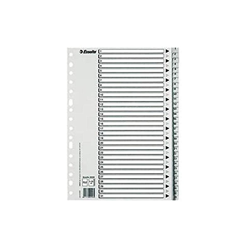Esselte Plastic index Numeric, PP, Range Eco, Grey Type 1-31
