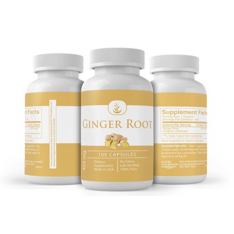 Pure Original Ingredients Ginger Root (100 Capsules) Natural Herbal Supplement,