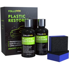 FOLLOWIN Plastic Restorer for Cars, Plastic Coating Exterior Black Trim Restorer, Ceramic Coating, Resists Water, Dirt, Not Dressing, Highly Concentrated, 60ml