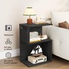 Furologee S Nightstand with Charging Station, 3 Tier Open End