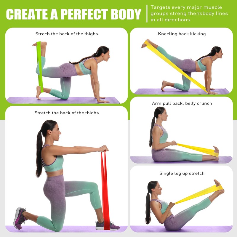 Resistance Bands, Elastic Exercise Bands for Physical Therapy Yoga Pilates