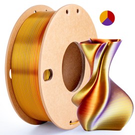 3Dgenius Silk PLA 3D Printer Filament Triple Color Silk PLA Filament 1.75mm 3D Printing Filament Fit Most FDM Printers, 250g Spool(0.55lbs), 3 in 1 Color Red Gold Purple