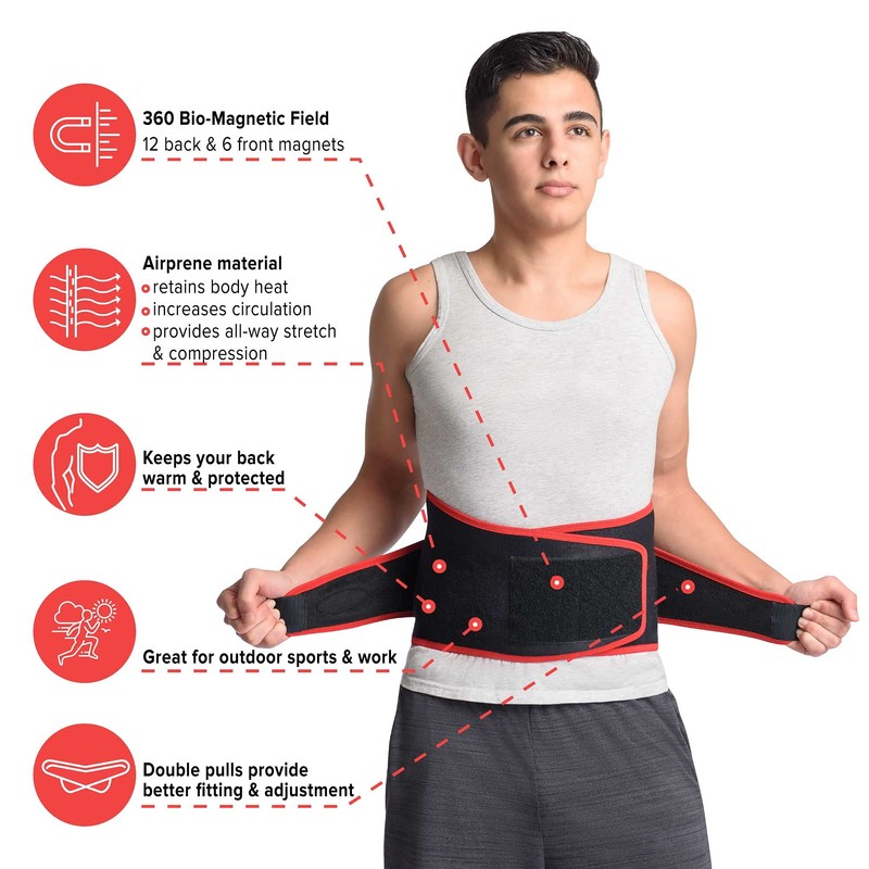 MAXAR Airprene Sports Back Brace W/ Powerful 18 Magnets, Warm