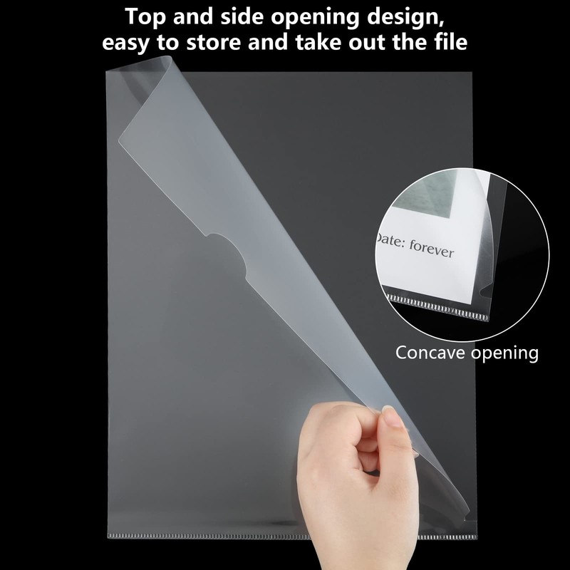 LOLYSIC 60Pcs A4 Plastic Sleeves, Open Top and Side Clear