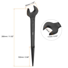 sourcing map Single Open End Spanner Wrench 24mm 15 Degree Angle Single Head Metric Construction Spanner Wrenches for Automotive Mechanical Maintenance