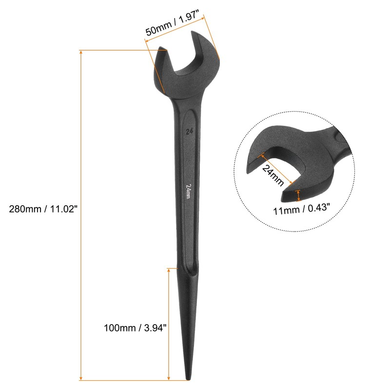 sourcing map Single Open End Spanner Wrench 24mm 15 Degree