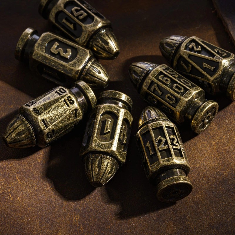 Udixi Metal DND Bullet Dice Set, 7-Die Solid Polyhedral Metal