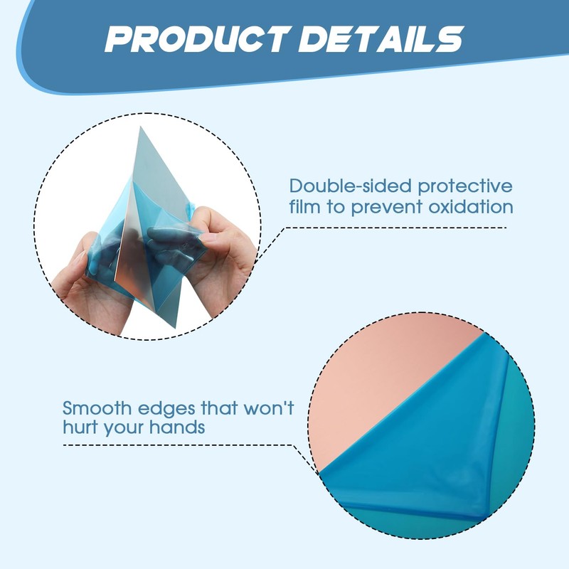 WINFOX 2 Pack 99.9% Pure Copper Sheet Plate, 200mm x