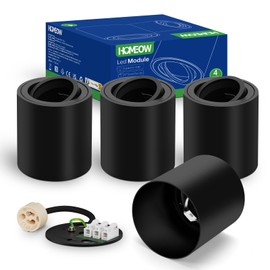 HOMEOW Set of 4 Ceiling Spotlights, Black, Surface-Mounted Spotlight, 30° Swivelling, Suitable for GU10 and LED Modules (without GU10 Lamp), Diameter 80 mm, Surface-Mounted Spotlights Made of